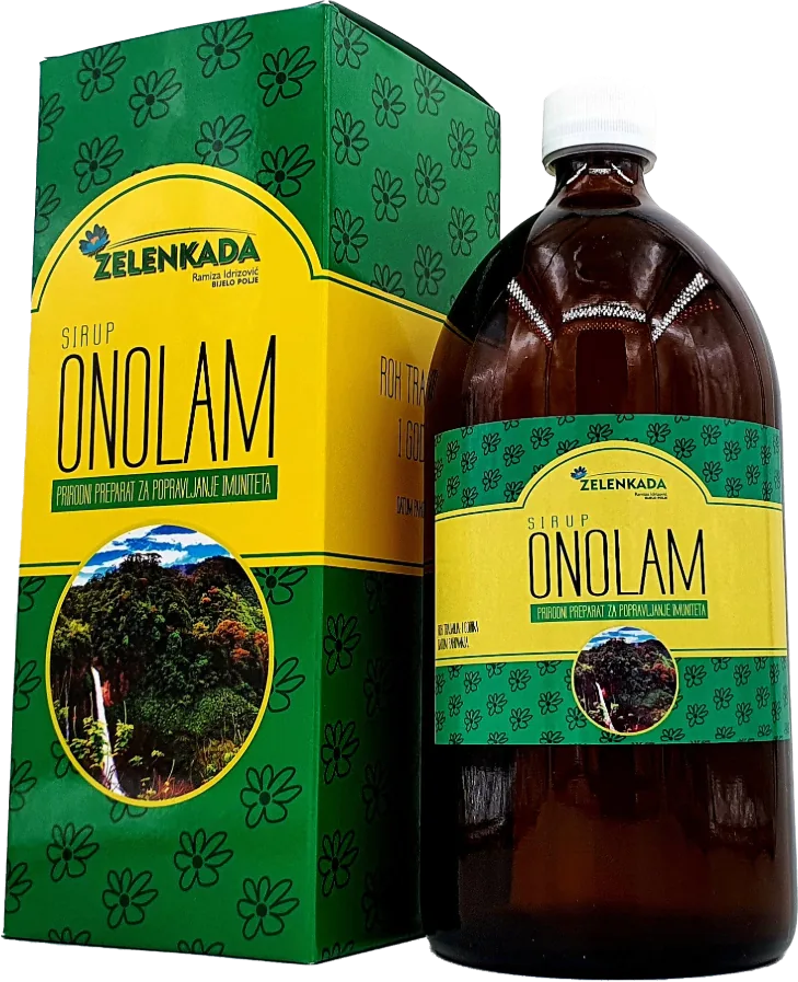 Onolam Sirup – 1-Liter-Flasche und grüne Schachtel